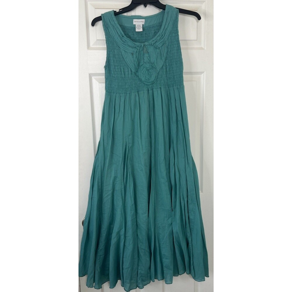 Soft Surroundings Delphine Sleeveless Maxi Dress Small Petite Smocked Boho Chic